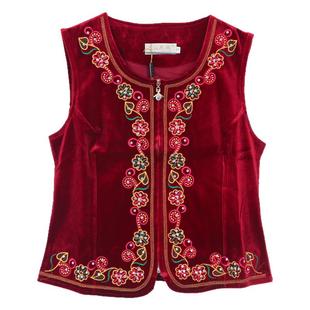 新疆舞蹈演出服民族风绣花坎肩广场舞服维族舞女背心新疆舞马甲女