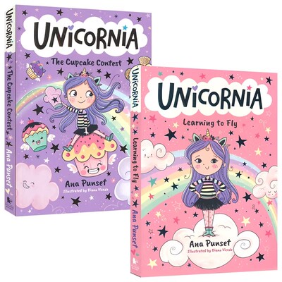Unicornia Learning to Fly The Cupcake Contest 独角兽学院1&3 桥梁书 初级章节小说 小学生英语课外读物 英文原版进口儿童图书