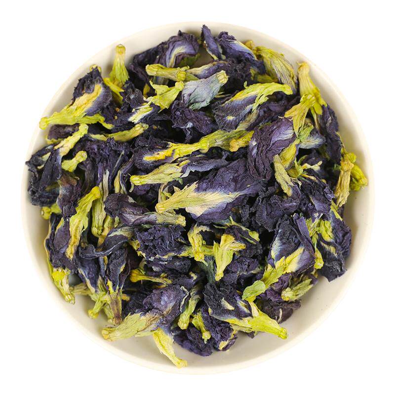 纯天然蓝蝴蝶花茶干蝶豆花白凉粉奶茶烘焙店上色调色花粉