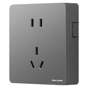 明装超薄插座灰色一体十五孔墙插明线盒免底盒多孔家用带开关面板