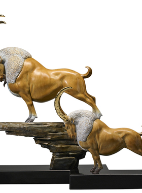 领头羊黄铜工艺品摆件轻奢办公室