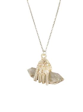 闪灵钻原石项链创意原创小众纯手工绕线吊坠女挂坠锁骨链毛衣链