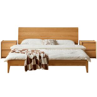 全友家居北欧风小户型1米5单人实木床主卧1米8红橡木大床双人床架