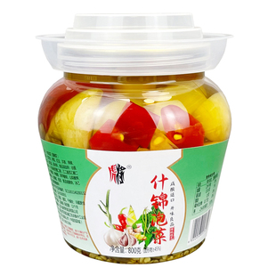 虎将800g罐装泡豇豆泡洋姜辣椒藠头竹笋蒜瓣儿菜开味即食泡菜小菜