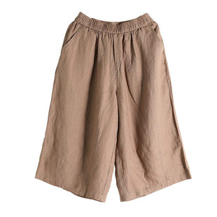 小耳出品【休闲舒适】亚麻休闲宽松显瘦七分裤文艺复古阔腿裤