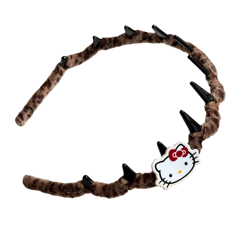 凯蒂猫毛绒豹纹波浪发箍少女BB夹