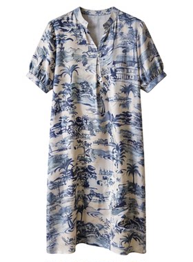 印花休闲连衣裙女夏季