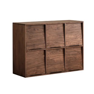 水墨兰亭黑胡桃木书柜复古风自由组合柜实木电视柜落地靠墙储物柜