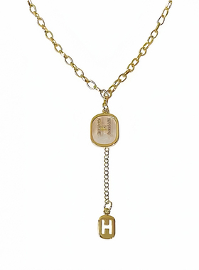 新款轻奢设计师字母H流苏锁骨链