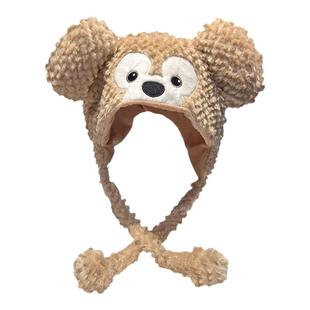 可爱达菲毛绒平替护耳帽秋冬保暖加绒雷锋帽子显脸小雪莉玫套头帽