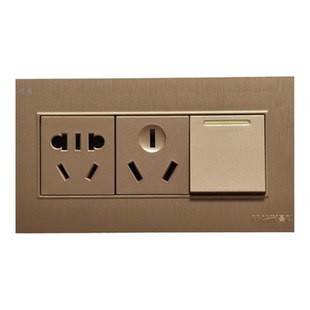 MANK曼科金色118型长方形195开关插座面板二开五孔10A长方形155