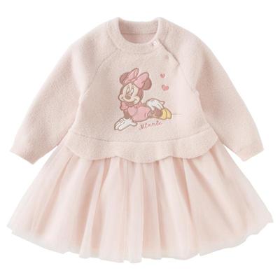 迪士尼IP戴维贝拉女童毛衣连衣裙2026秋冬新款儿童宝宝网纱裙子