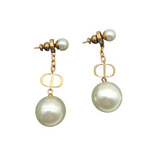 网红同款D家耳环新款爆款字母CD珍珠耳钉高级感复古耳饰长款耳坠