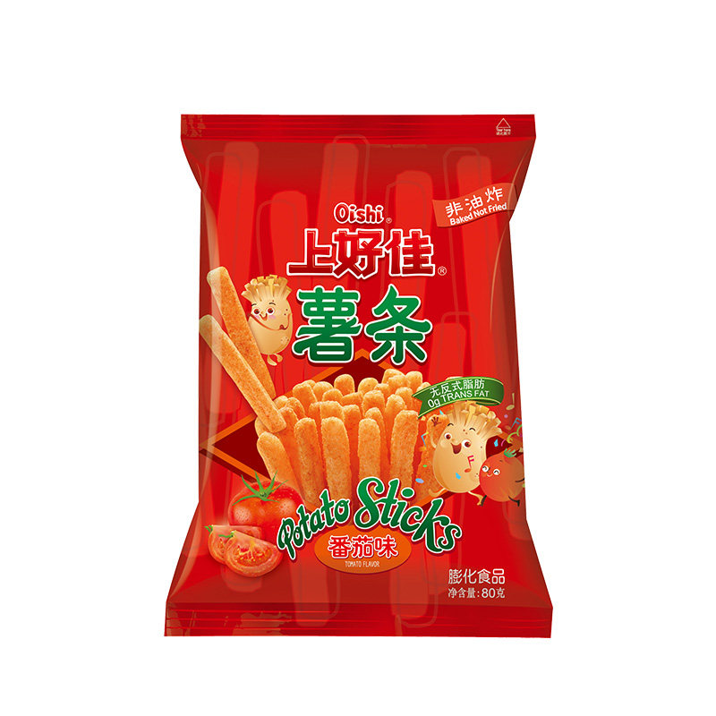 大包上好佳薯条番茄味80g 薯片鲜虾片虾条玉米卷休闲膨化整箱包邮