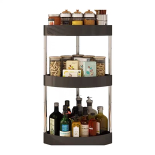 厨房台面转角置物架免打孔半圆墙角三角架子酱油醋调料瓶收纳架子