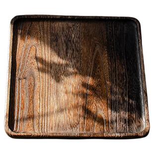 中式实木托盘木质喝茶盘禅意干果点心盘民宿茶楼正方水果盘子套盘