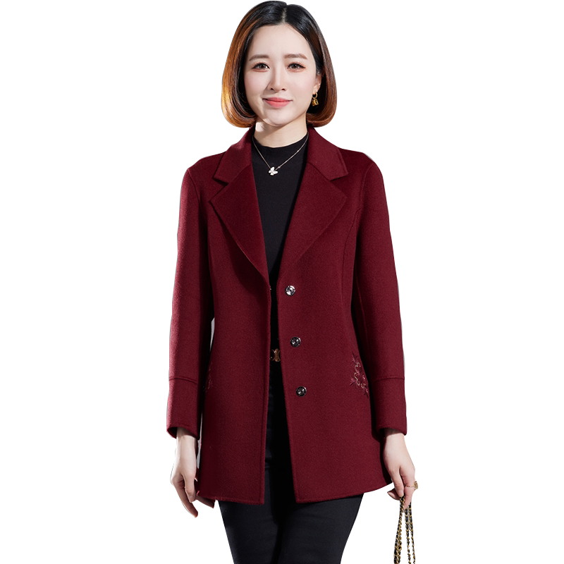 卡若维娅双面羊毛大衣女毛呢外套