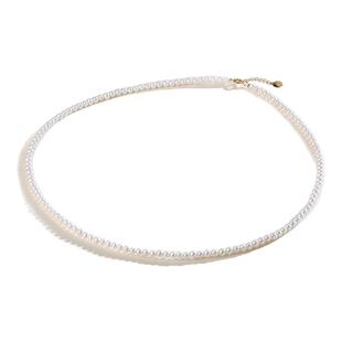 欧诗漫珠宝小米珠珍珠项链圆形强光有核锁骨链18k金女友礼物 明霁