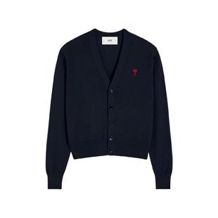 【热销甄选】Ami Paris女士红色爱心合身羊毛开衫毛衣