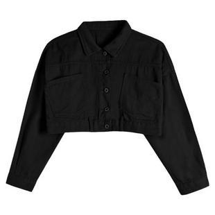 黑色牛仔外套女2026新款春秋季上衣小个子高腰超短款牛仔衣女夹克