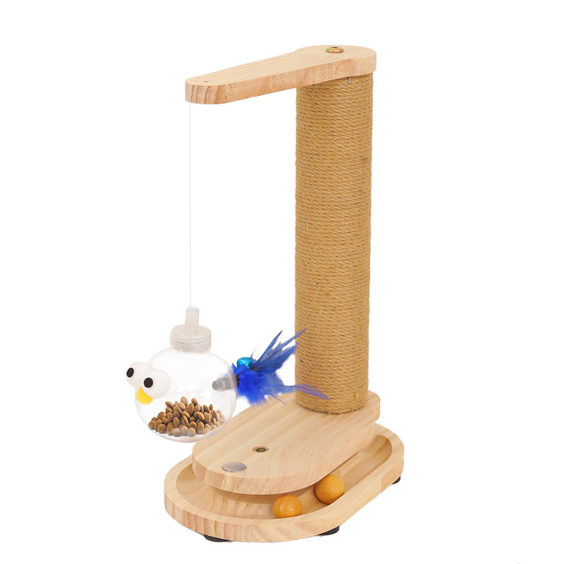 实木磁吸球漏食猫玩具磨爪逗猫