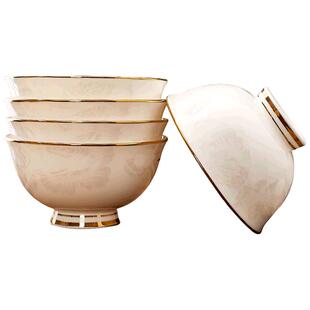 贝玉骨瓷碗家用吃饭碗2025新款欧式高脚碗陶瓷米饭碗粥碗大碗汤碗