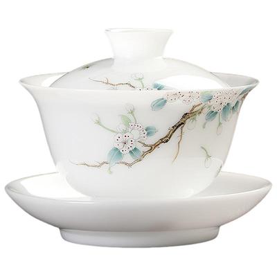 妙莲天香《海棠花》手绘盖碗