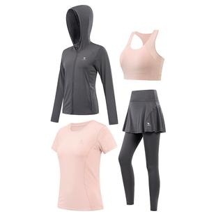 骆驼瑜伽服套装女款夏季防晒晨跑户外运动服装修身透气健身四件套