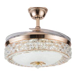 水晶隐形风扇灯2025新款家用客厅led卧室餐厅变频电扇一体吊扇灯