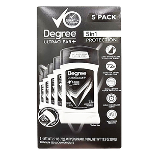 美国直邮Degree男士腋下止汗香体膏运动72小时长效止汗76g*5瓶