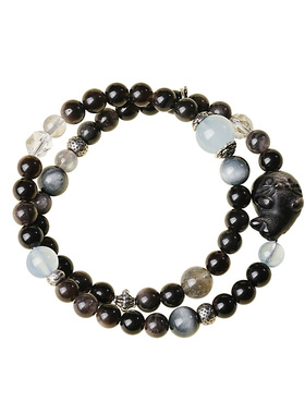 宫里上新正品天然黑曜石手串