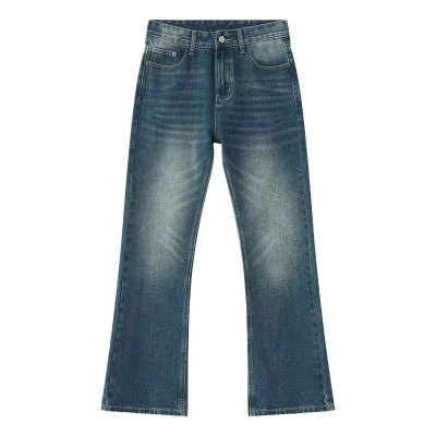 2026夏季复古蓝中高腰微喇牛仔裤