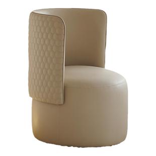 高端真皮化妆凳网红设计师现代简约客厅阳台卧室圆凳单人休闲椅子