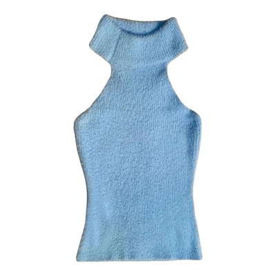 女士毛绒挂脖针织吊带抹胸上衣