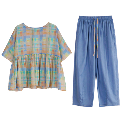 朵朵可可女纯棉夏季家居服套装