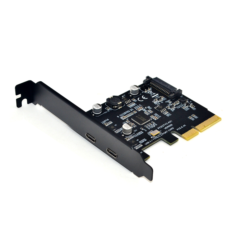 USB3.2 GEN2 TYPE-E A-KEY扩展卡PCIe X2转TYPE-C前置祥硕ASM3142