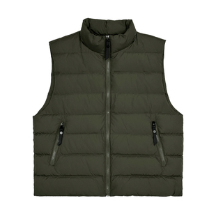 weave 军绿/黑色 新国标90白鸭绒短款立领排骨羽绒马甲背心男女
