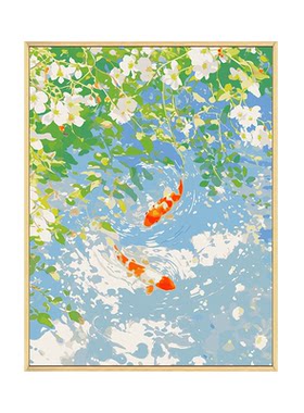 锦鲤diy数字油画年年有鱼装饰画