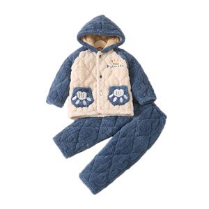 法兰绒睡衣保暖家居服套装冬季