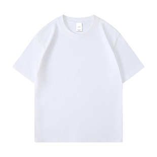 重磅纯棉T恤定制工作服餐饮员工装企业团体短袖落肩班服文化衫男