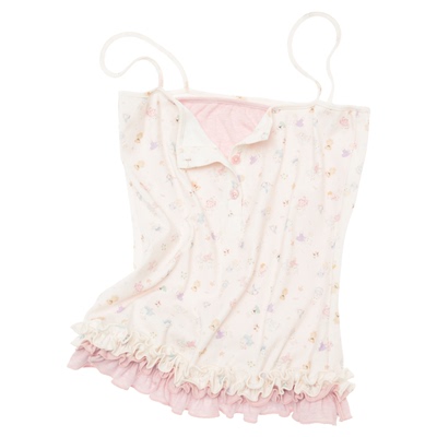 银河万岁“小兔”100%舒适温柔「原创印花上衣」甜美温柔花边吊带