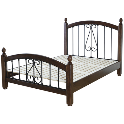 北美黑胡桃木床美式乡村铁木床实木铁艺床1.5米1.8主卧复古双人床
