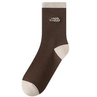 诸暨袜子女款春秋季防臭吸汗透气中筒袜美拉德条纹长筒袜冬天女袜