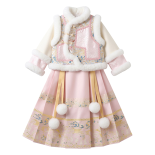 拜年服女童汉服格格服套装冬装2026新款儿童冬季唐装中国风过年服