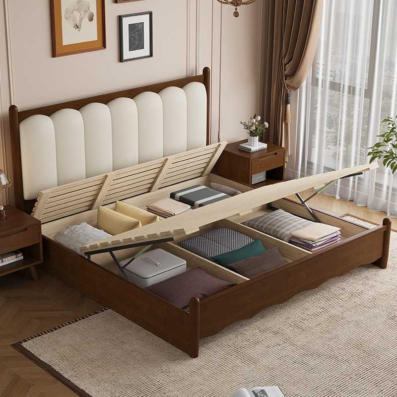 法式复古床中古风简约经济型米波浪1.8木床床双人床实米主卧室1.5