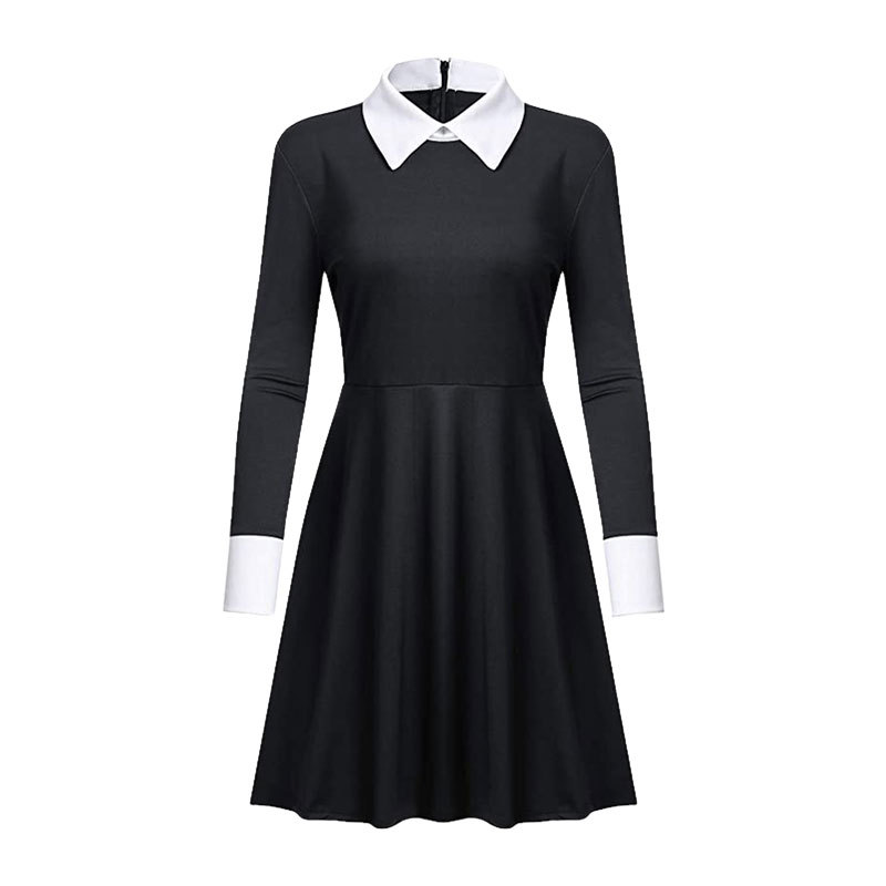 亚当斯一家cos服万圣节星期三亚当斯黑色连衣裙cosplay服装现货