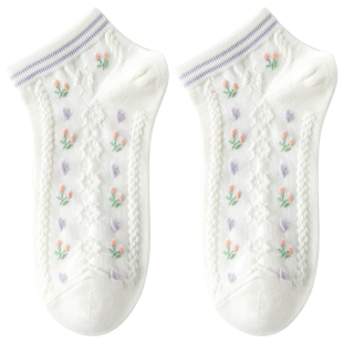 caramella袜子女夏薄款可爱浅口袜防滑不掉跟船袜小清新棉袜女生