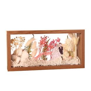 干花相框diy手工永生花玫瑰保存画框立体中空双面展示盒摆台礼物