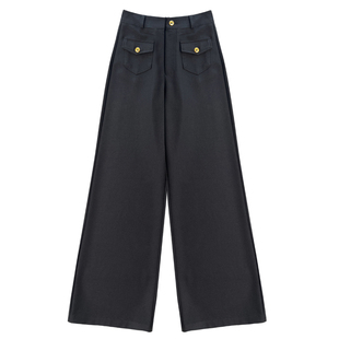 黑色阔腿裤女春秋新款高腰垂感窄版西装裤休闲直筒慵懒松弛感裤子