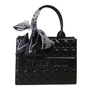 高级感刺绣手提托特女包2025新款菱格包时尚百搭通勤包单肩斜挎包